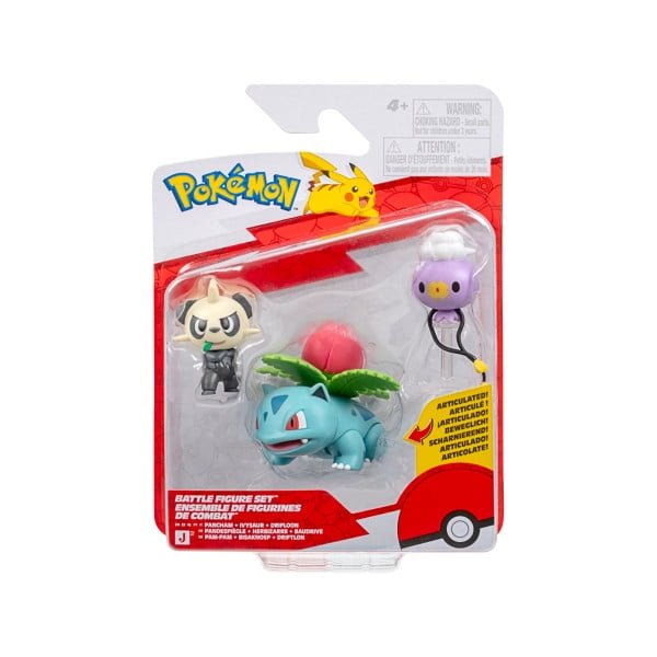 Pokemon Battle Figure 3 Pack - Features 2-Inch Pancham and Drifloon with Stand and 3-Inch Ivysaur Battle Figures