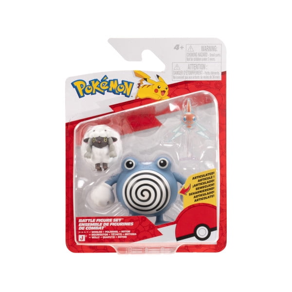 Pokemon Battle Figure 3 Pack - Features 2-Inch Rotom with Stand and Wooloo and 3-Inch Poliwhirl Battle Figures