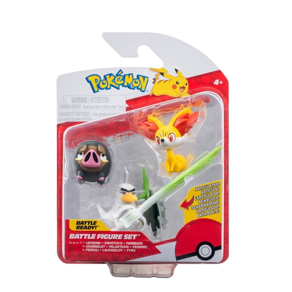 Pokemon Battle Figure 3 Pack - Features 2 inch Fennekin and Lechonk and 3 inch Sirfetch'd