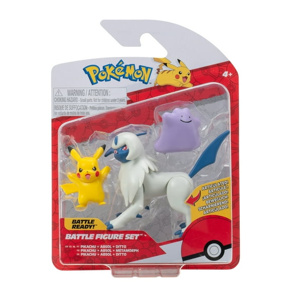 Pokemon Battle Figure 3 Pack - Features 2-inch Pikachu and Ditto and 3-inch Absol Battle Figures