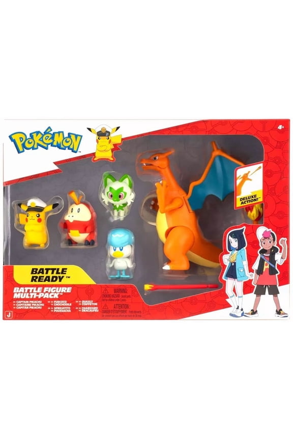 Pokemon Battle Figure Captain Pikachu, Fuecoco, Sprigatito, Quaxly & Charizard Mini Figure 5-Pack
