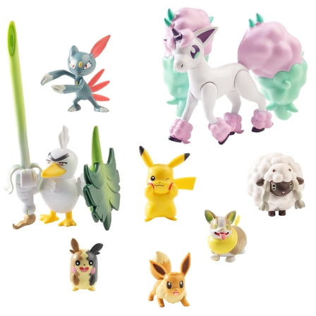 Pokemon Battle Figure Multi Pack Toy Set, 8 Pieces - Generation 8 - Includes Pikachu, Eevee, Wooloo, Sneasel, Yamper, Ponyta, Sirfetch'd & Morpeko - Ages 4+