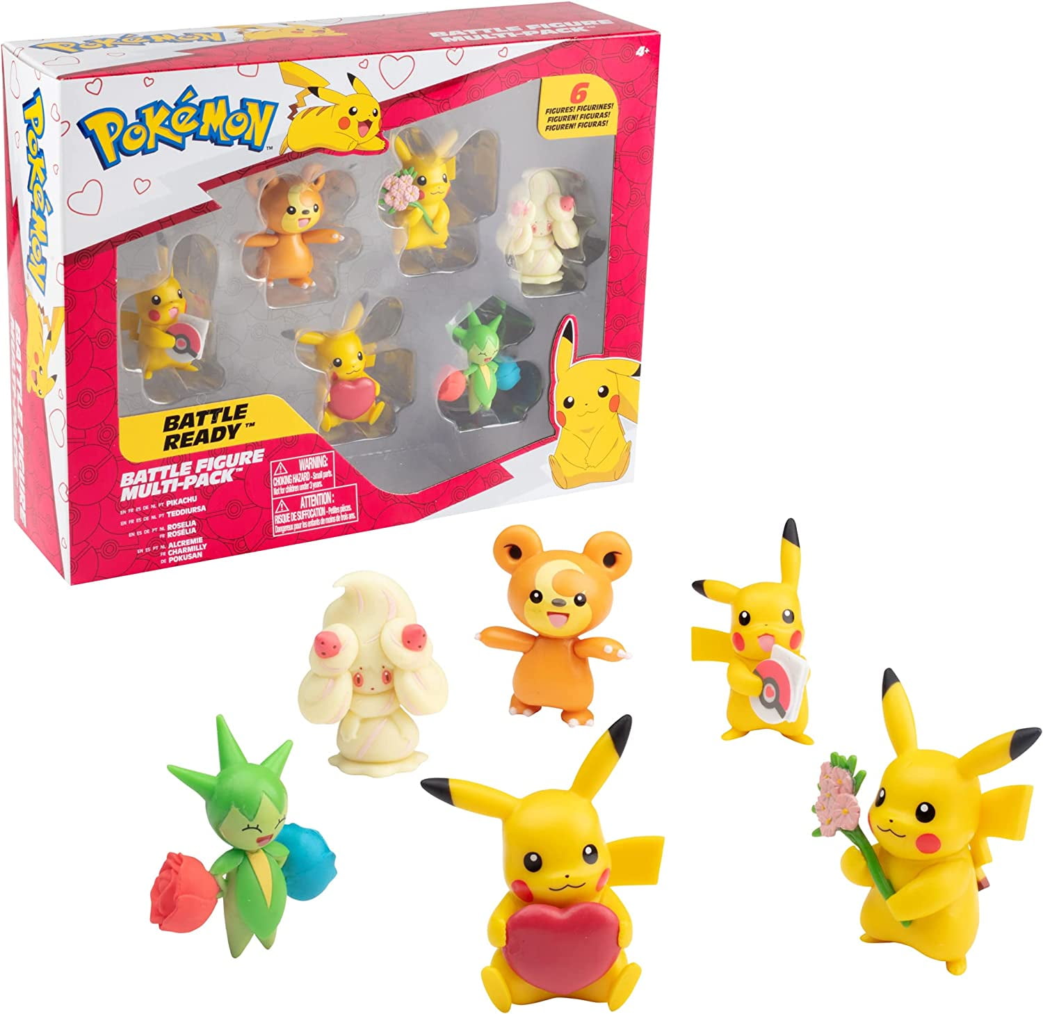 Pokemon Battle Figure Pack Toy Gift & - Love - for - Teddiursa, Kids Licensed Pieces 6 Alcremie Officially Edition 3 Pikachu, Collectible Roselia Set, 