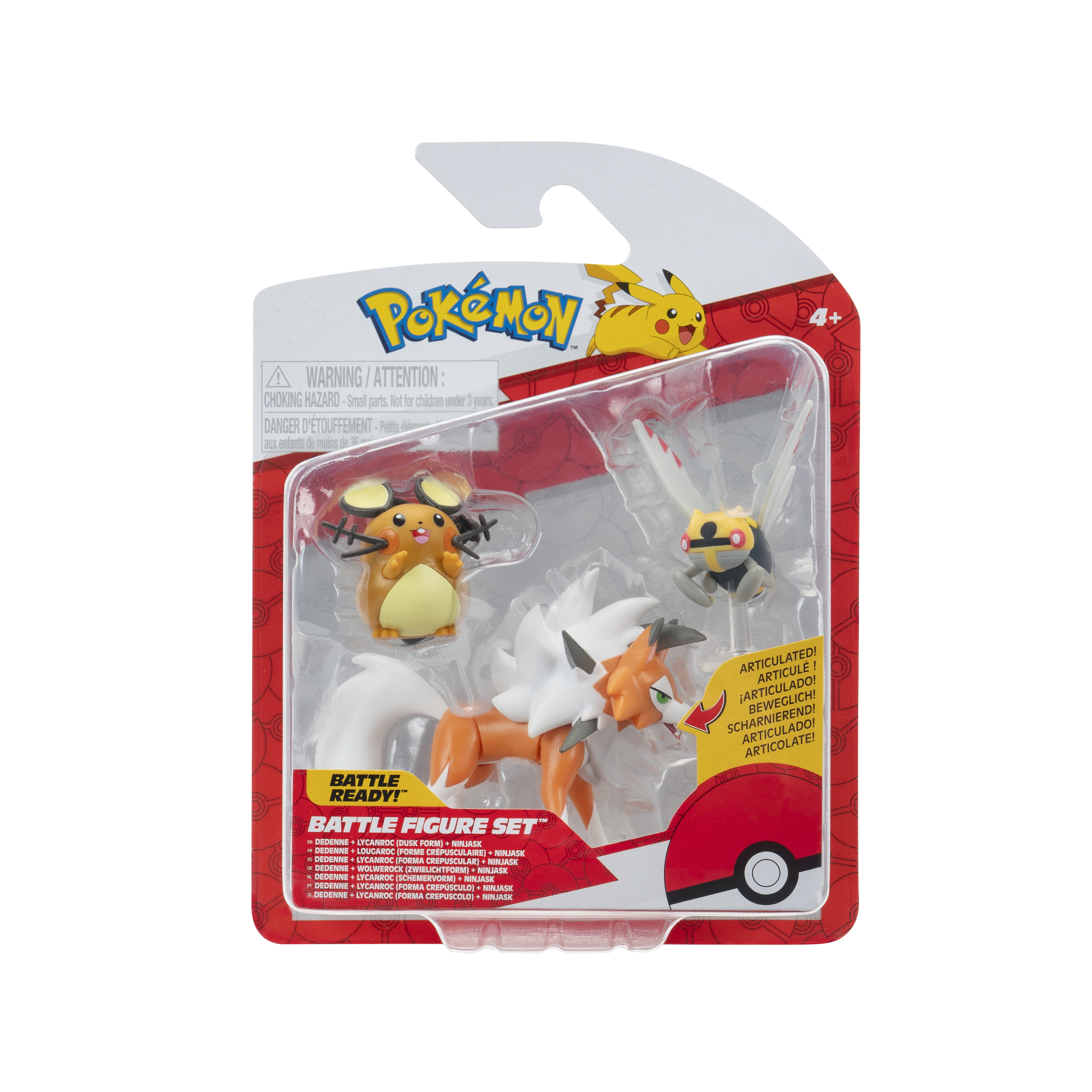 Pokemon Collectible Battle Figure Set - Ninjask, Dedenne, Lycanroc