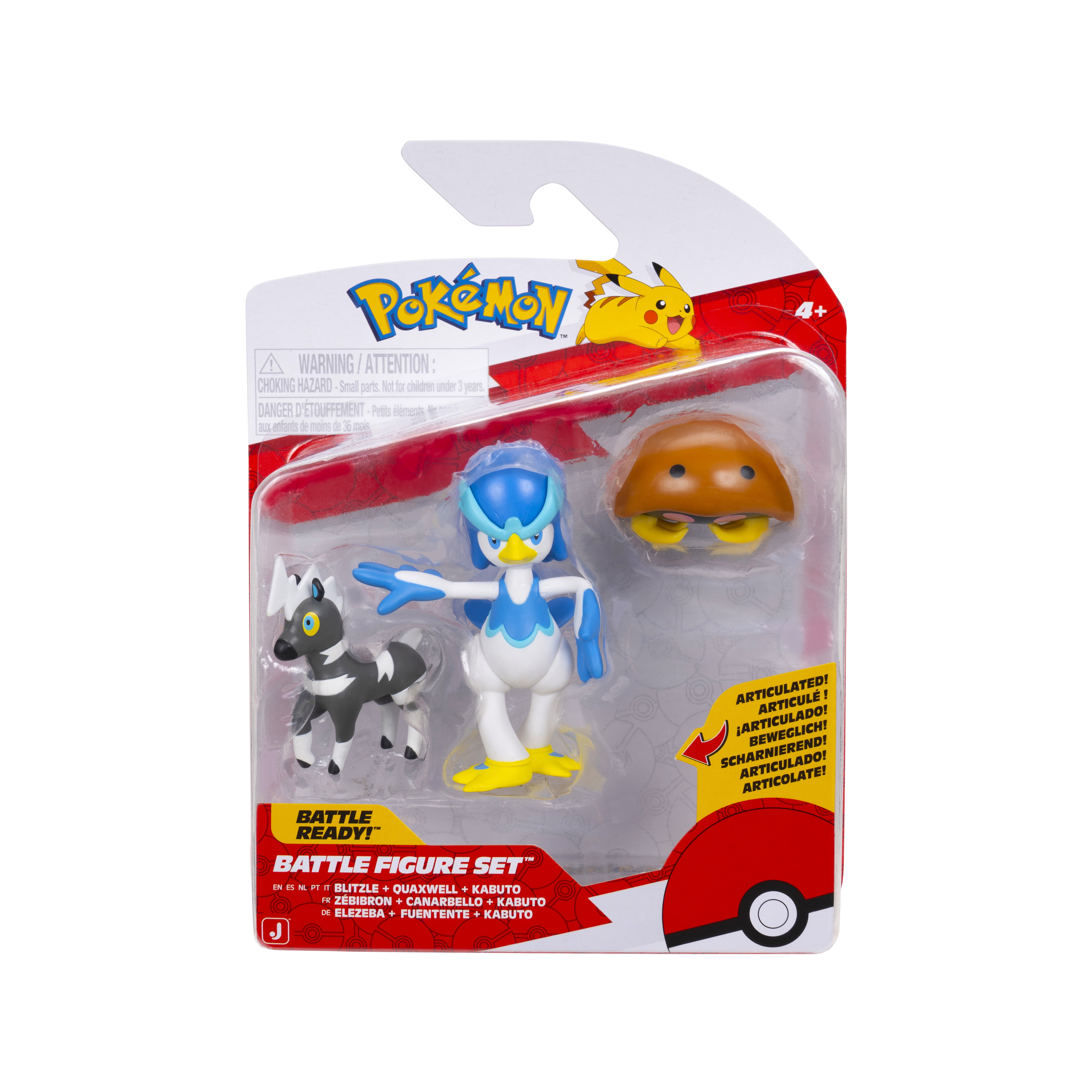 Pokemon Battle Figure Set - Blitzle, Kabuto, & Quaxwell Figures