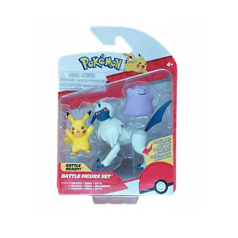 Pokemon Battle Figure Set, 3-Pack Pikachu, Absol, Ditto, Trainer