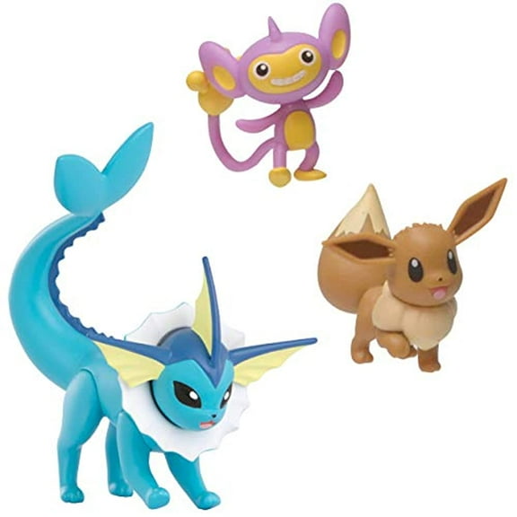 Pokemon Battle Figure Set - Includes 2 Eevee 2 Aipom, and 3 Vaporeon