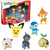 Pokemon Battle Figure Toy Set - 6 Piece Playset - Includes 2" Pichu, Yamper, Turtwig, Piplup, Chimchar & Deino - Generation 4 Diamond & Pearl Starters - Officially Licensed - Gift for Kids Ages 4+