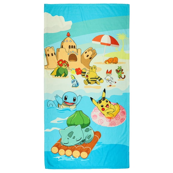 Pokemon Beach Towel Beach Buddies Pikachu and Friends 30"x60" Microfiber Pool and Bath