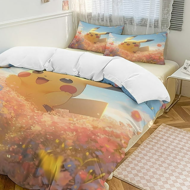 Pokemon Bedding Sets,Queen, First Starters, 1 Comforter Cover And 2