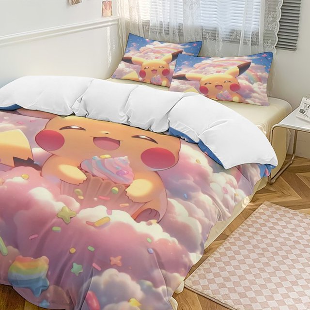 Pokemon Bedding Sets,Queen, First Starters, 1 Comforter Cover And 2