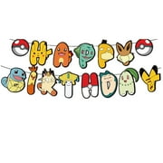 Pokemon Birthday Banner Cartoon Happy Birthday banner Happy Birthday Signs Birthdays Party Decorations Birthday Background