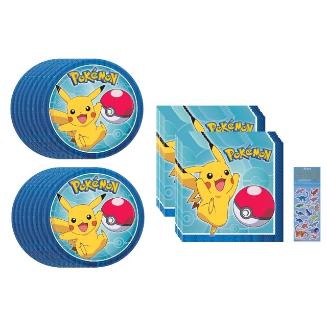 Pokemon Birthday Party Supplies Bundle includes 16 Dessert Cake Plates