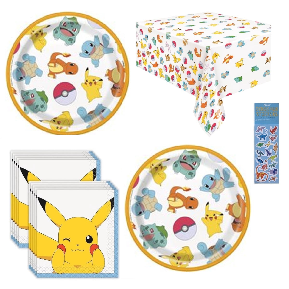 Pokemon Birthday Party Supplies Bundle includes 16 Small Dessert Cake ...