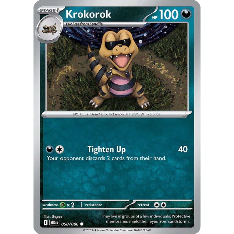 Pokemon Black Bolt Common Krokorok #58