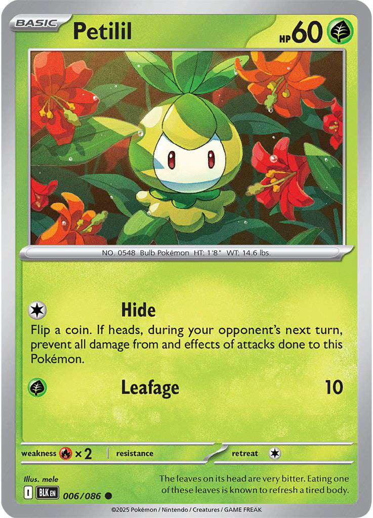 Pokemon Black Bolt Common Petilil #6 - Walmart.com