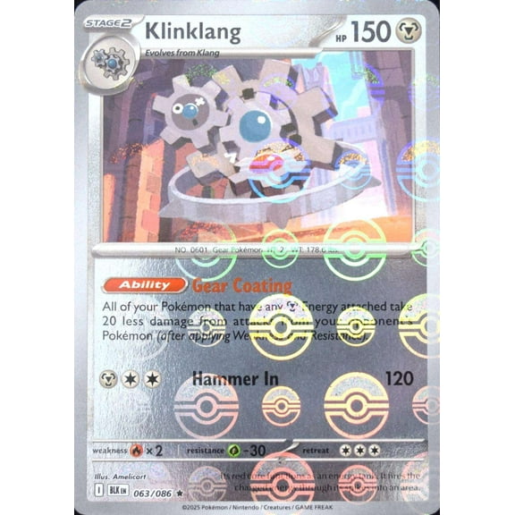 Pokemon Black Bolt Rare Klinklang #63 (Poke Ball Pattern)