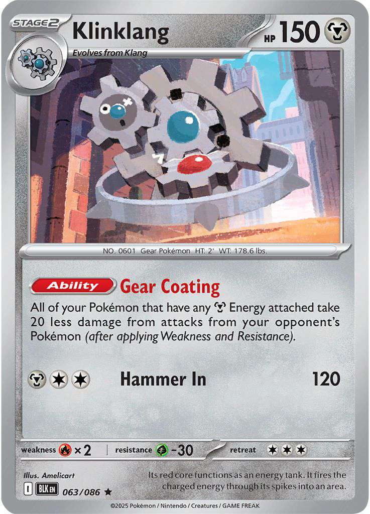 Pokemon Black Bolt Rare Klinklang #63 - Walmart.com