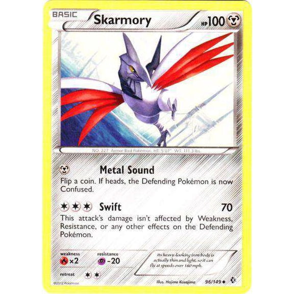 Pokemon Black & White Boundaries Crossed Uncommon Skarmory #96