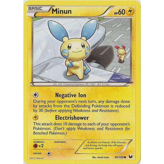 Pokemon Black & White Dark Explorers Common Minun #40