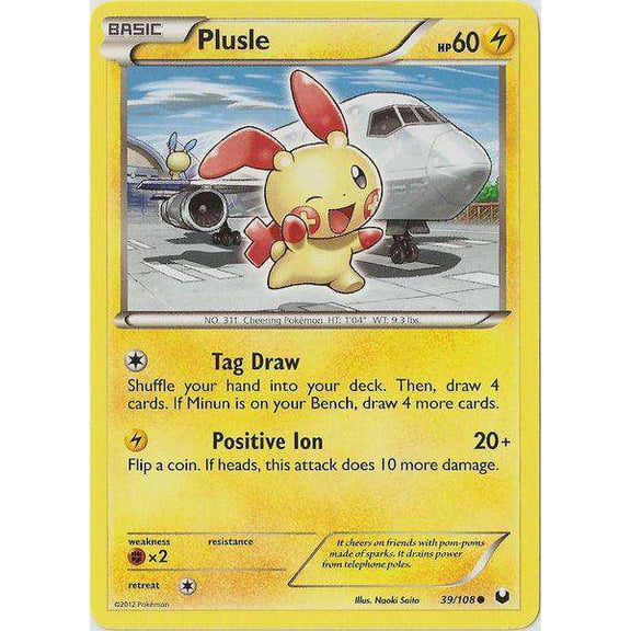 Pokemon Black & White Dark Explorers Common Plusle #39