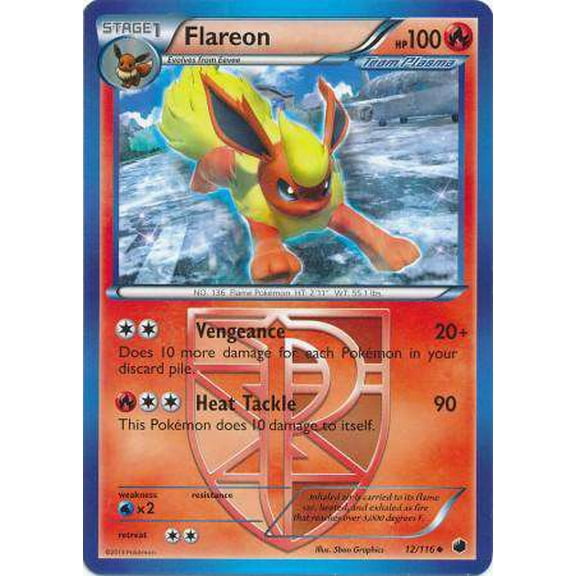 Pokemon Black & White Plasma Freeze Uncommon Flareon #12