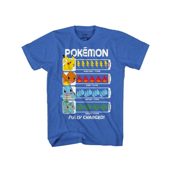Pokemon Boy's T-Shirt - Blue Fully Charged Shirt for Boys or Girls, XS (6/7)