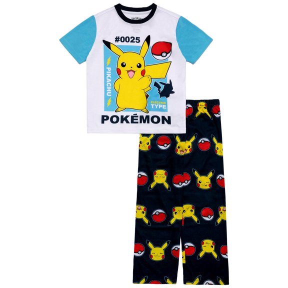 Pokemon Boys 2-Piece Short Sleeve Top and Pant Pajama Set, Sizes 4-12