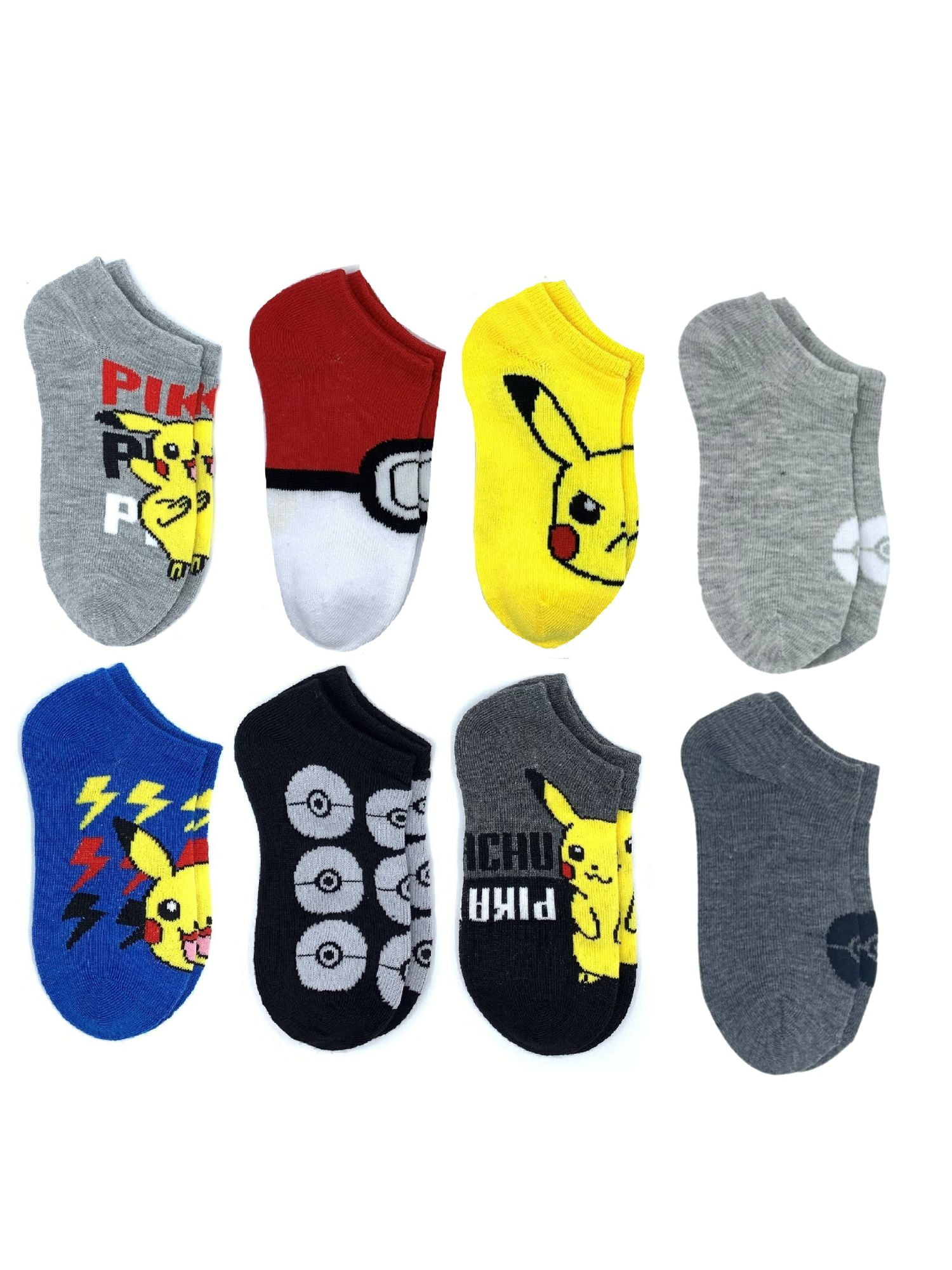 Pokemon, Boys 6+2 Bonus NoShow Socks, 8Pack, Sizes SL