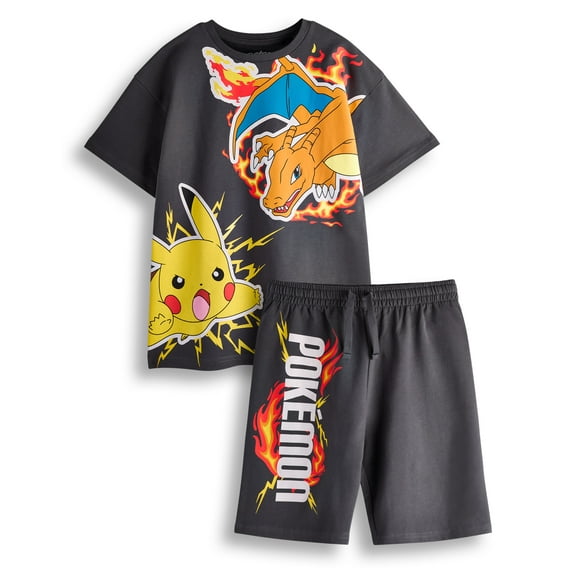 Pokemon Boys Black T-Shirt and Shorts Set