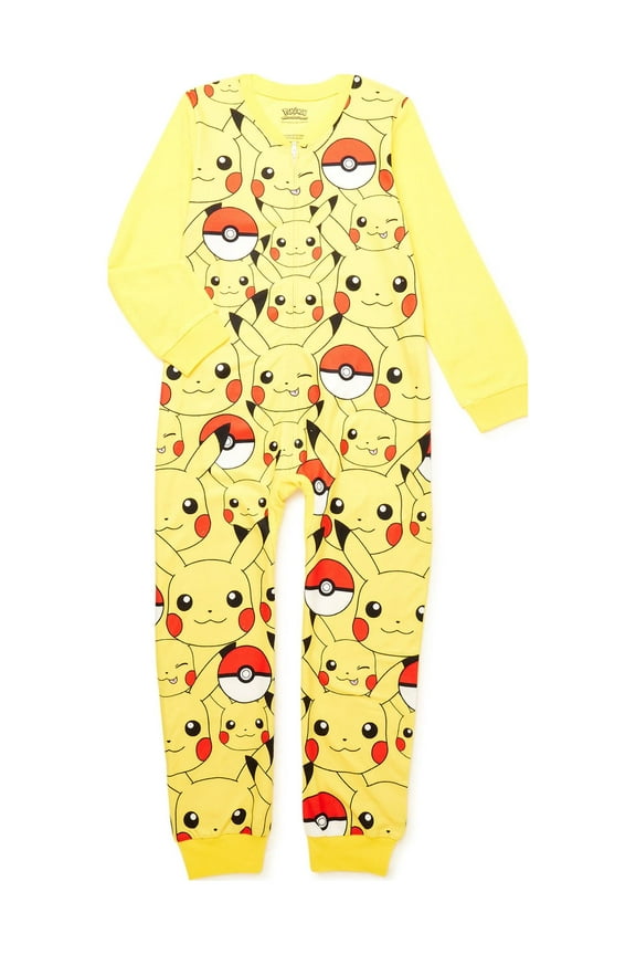 Pokemon Boys Classic One-Piece Union Suit Pajamas, Sizes 4-12