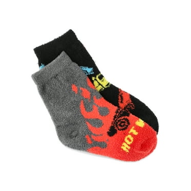 Hot Wheels Boys Cozy Socks, 2-Pack, Sizes S/M-M/L