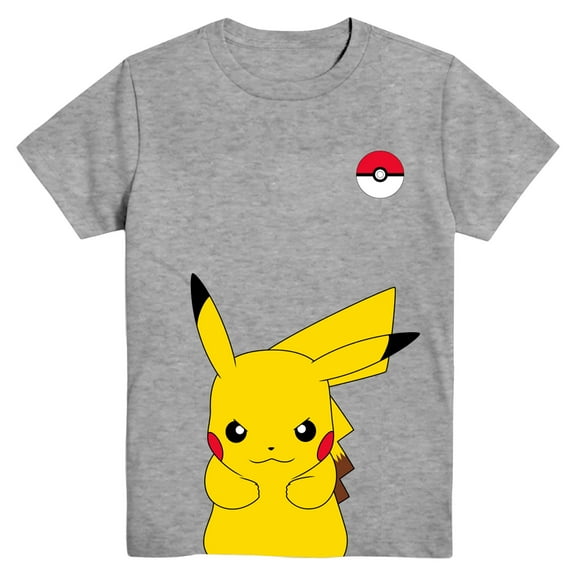 Pokemon Boys Pikachu Peeking T-Shirt Heather Gray,