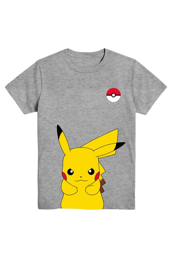 Pokemon Boys Pikachu Peeking T-Shirt Heather Gray,