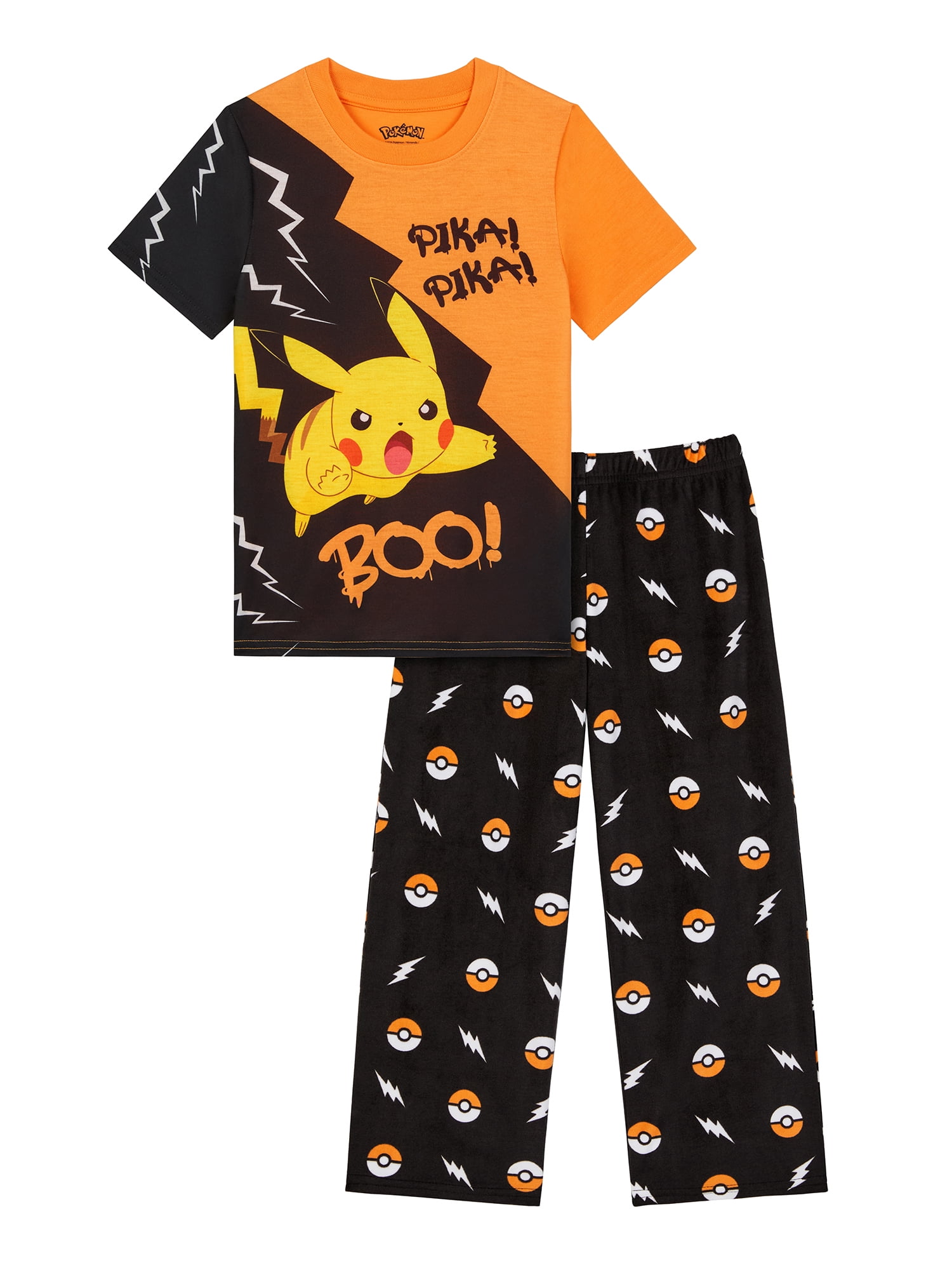Pokemon Boys Halloween Short Sleeve Sleep Top and Pants Pajama Set, 2-Piece, Sizes 4-12