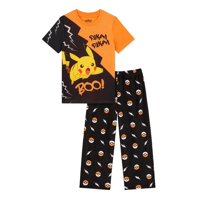 Pokemon Boys Halloween Short Sleeve Sleep Top and Pants Pajama Set, 2-Piece, Sizes 4-12