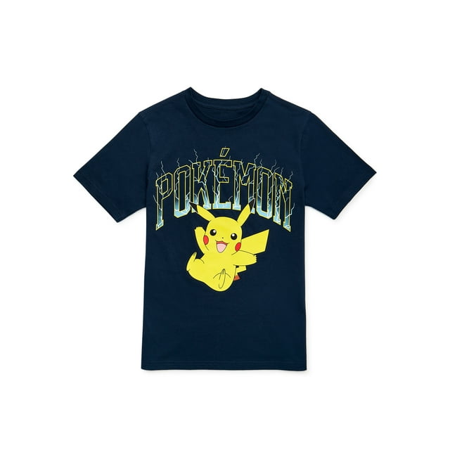 Pokemon Boys Lightning Crew Neck T-shirt with Short Sleeves, Sizes 4-18 ...