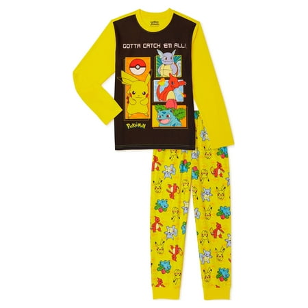 Pokemon Boys Long Sleeve Shirt And Pant Pajama Set, 2-Pieces, Sizes 4-16