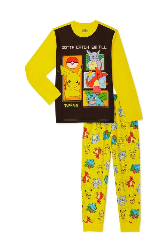 Pokemon Boys Long Sleeve Shirt And Pant Pajama Set, 2-Pieces, Sizes 4-16