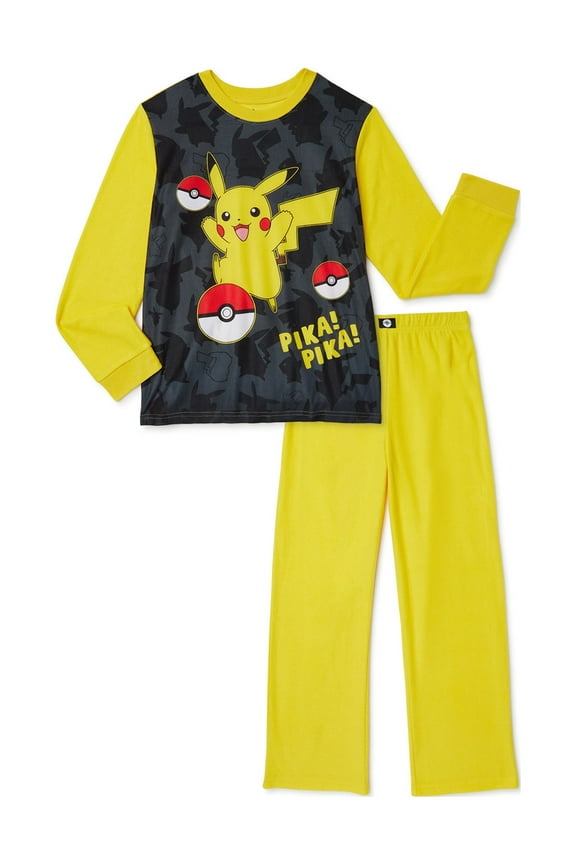 Pokemon Boys Long Sleeve Top and Pants Pajama Sleep Set, 2-Piece, Sizes 4-16