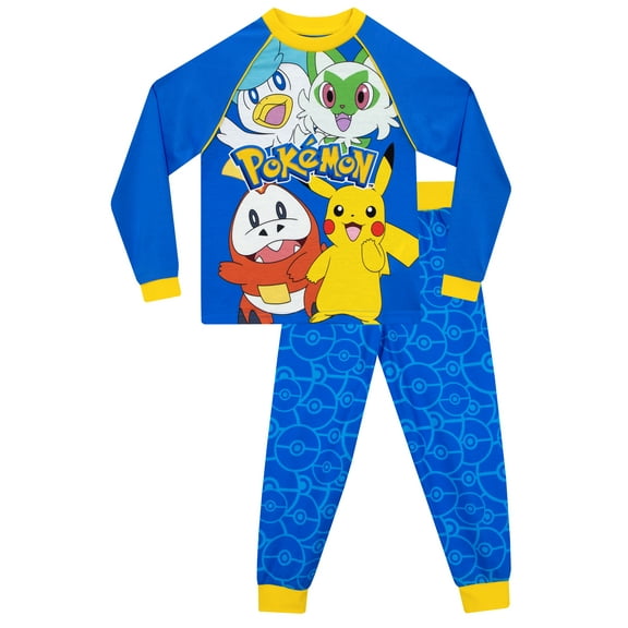 Pokemon Boys Long Sleeve and Leg Pajamas Sizes 6 - 13