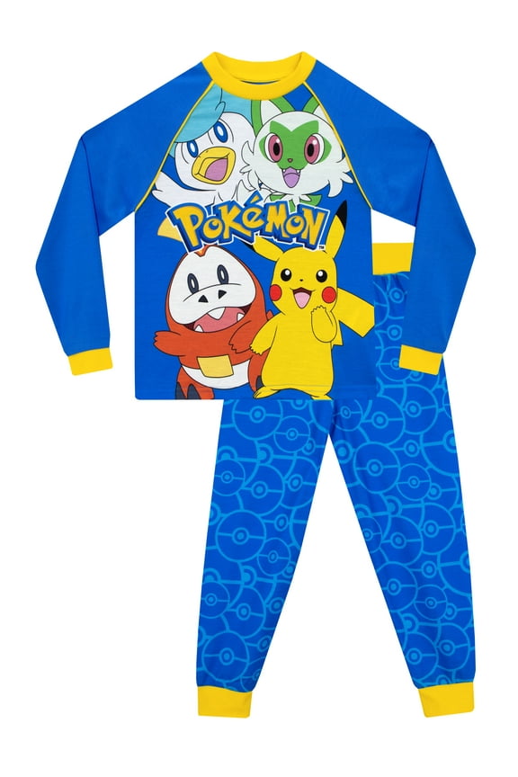 Pokemon Boys Long Sleeve and Leg Pajamas Sizes 6 - 13