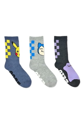 Pokemon Boys Mid-Crew Socks, 3-Pack, Sizes S/M-M/L