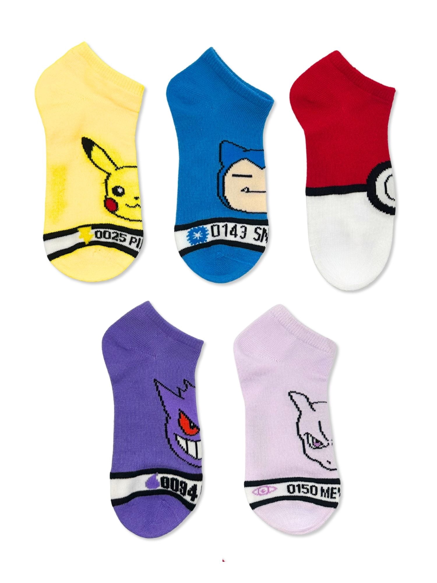 Pokemon Boys No-Show Socks, 5-Pack, Sizes S/M-M/L