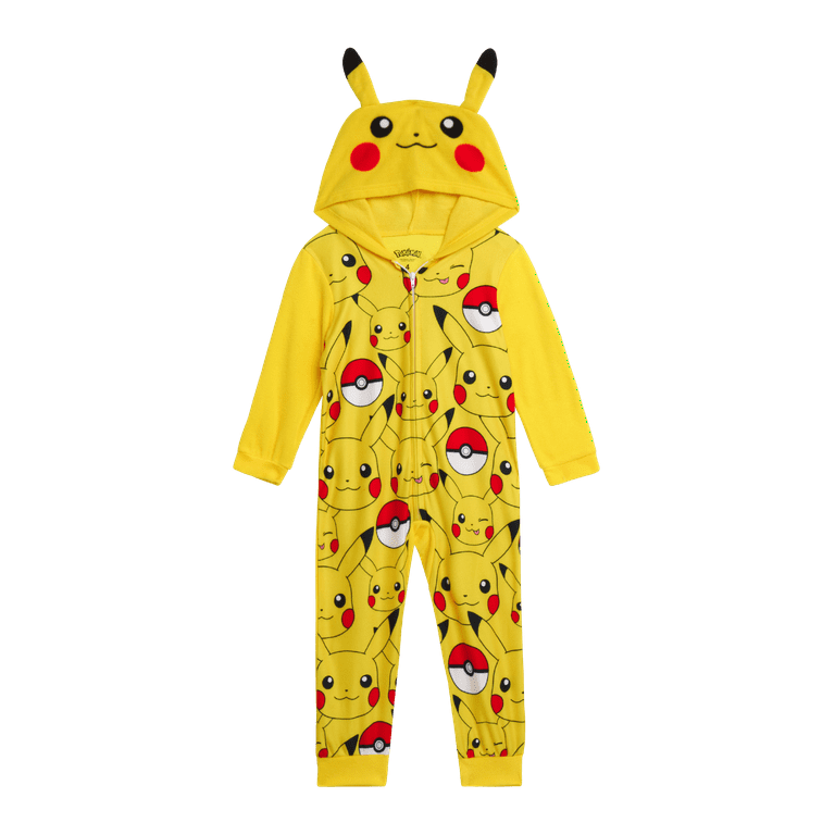 Pokemon Boys Onesie Pajamas Pikachu Micro Warm Fleece Hooded and Zippered Onesie Pajamas 4 10