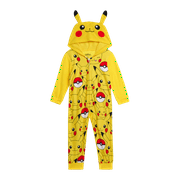 Pokemon Boys' Onesie Pajamas - Pikachu Micro Warm Fleece Hooded and Zippered Onesie Pajamas (4-10)