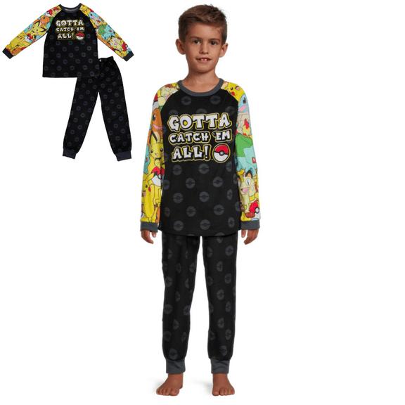 Pokemon Boys Pajamas Long Sleeve Pikachu Kids Sleepwear 2 Piece Set