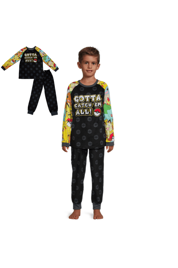 Pokemon Boys Pajamas Long Sleeve Pikachu Kids Sleepwear 2 Piece Set