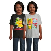 THE POKEMON COMPANY INTERNATIONAL Pokemon Boys Pikachu Holiday Graphic Tees with Short Sleeves, 2-Pack, Sizes 4-18