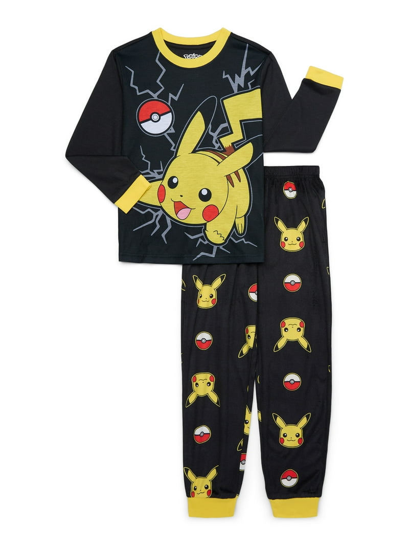 Pokemon Boys Pikachu Long Sleeve Top and Pants, 2-Piece Pajama Set